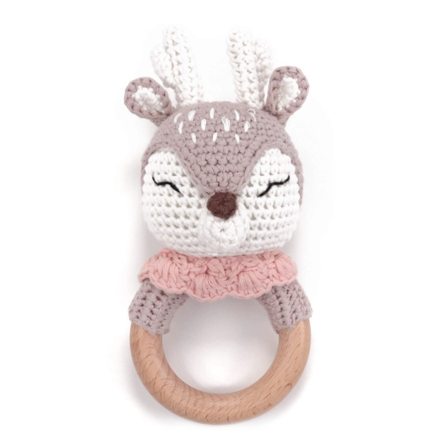 Annie and Charles Crocheted Baby Rattle-Roe Deer