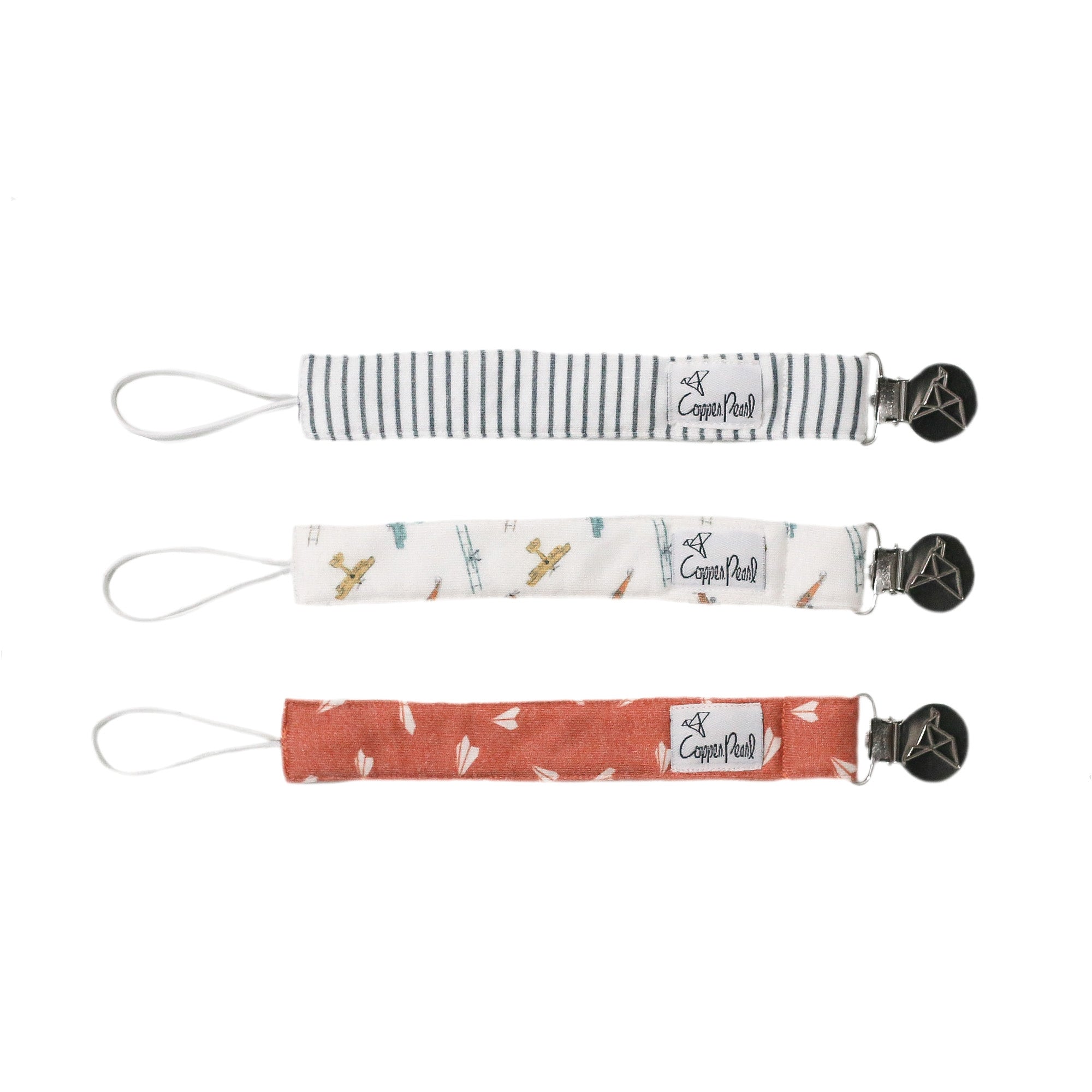 Copper Pearl Binky Clip 3 Pack Set in Ace