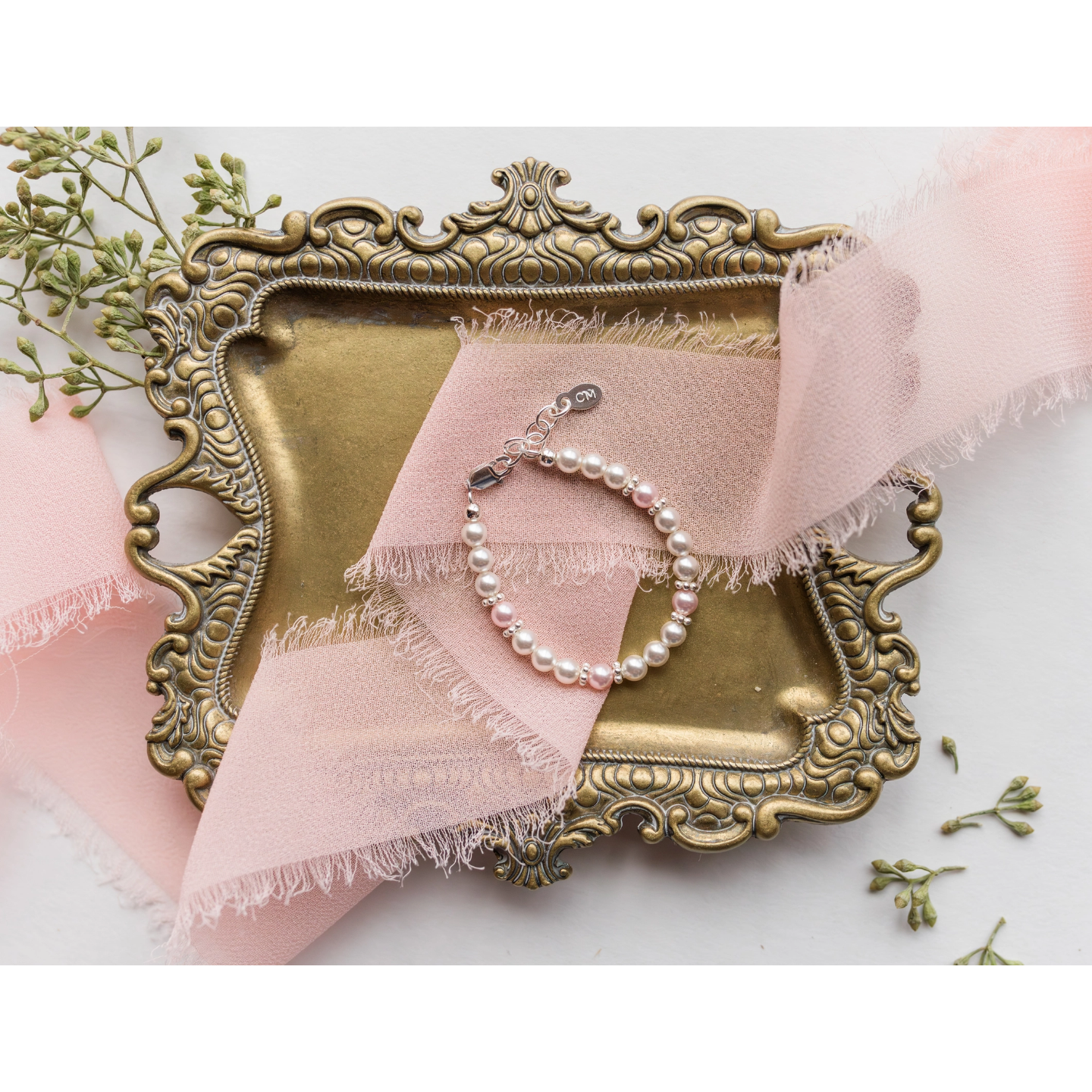 Cherished Moments Pink & White Freshwater Pearl Bracelet - Addie (0-12 Mo)