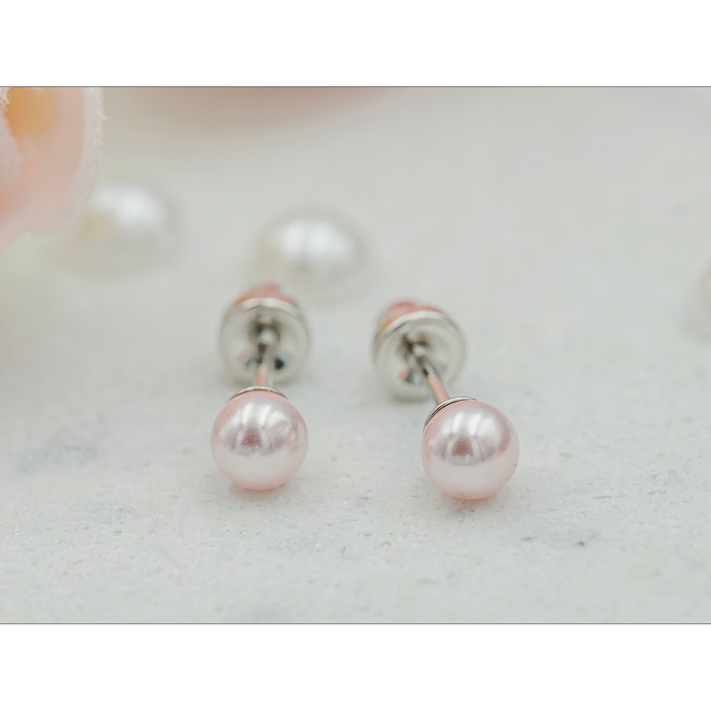 Cherished Moments Pink Pearl Screw Back Earrings