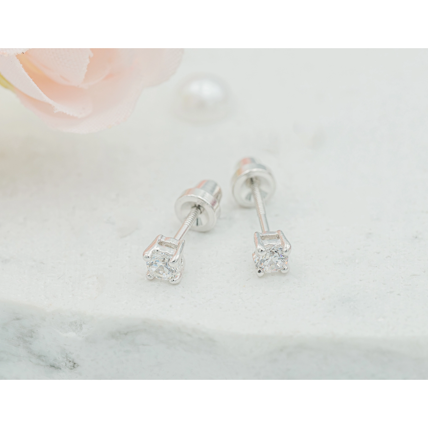 Cherished Moments Sterling Silver Screw Back Earrings