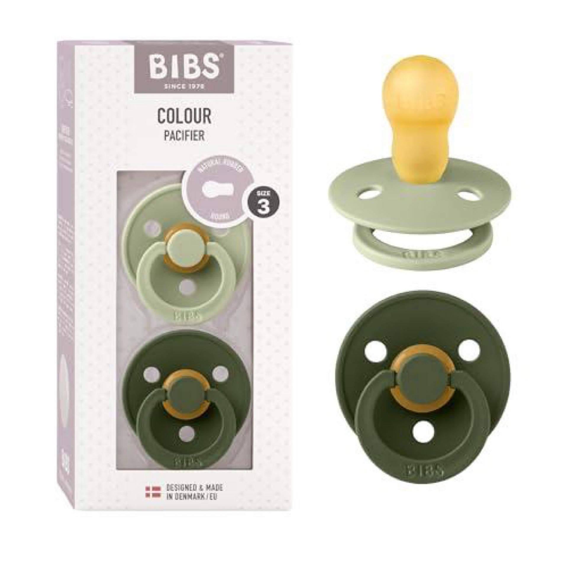 Bibs Pacifiers Colour Collection | 18+ Months (Pack of 2) | Sage/Hunter Green