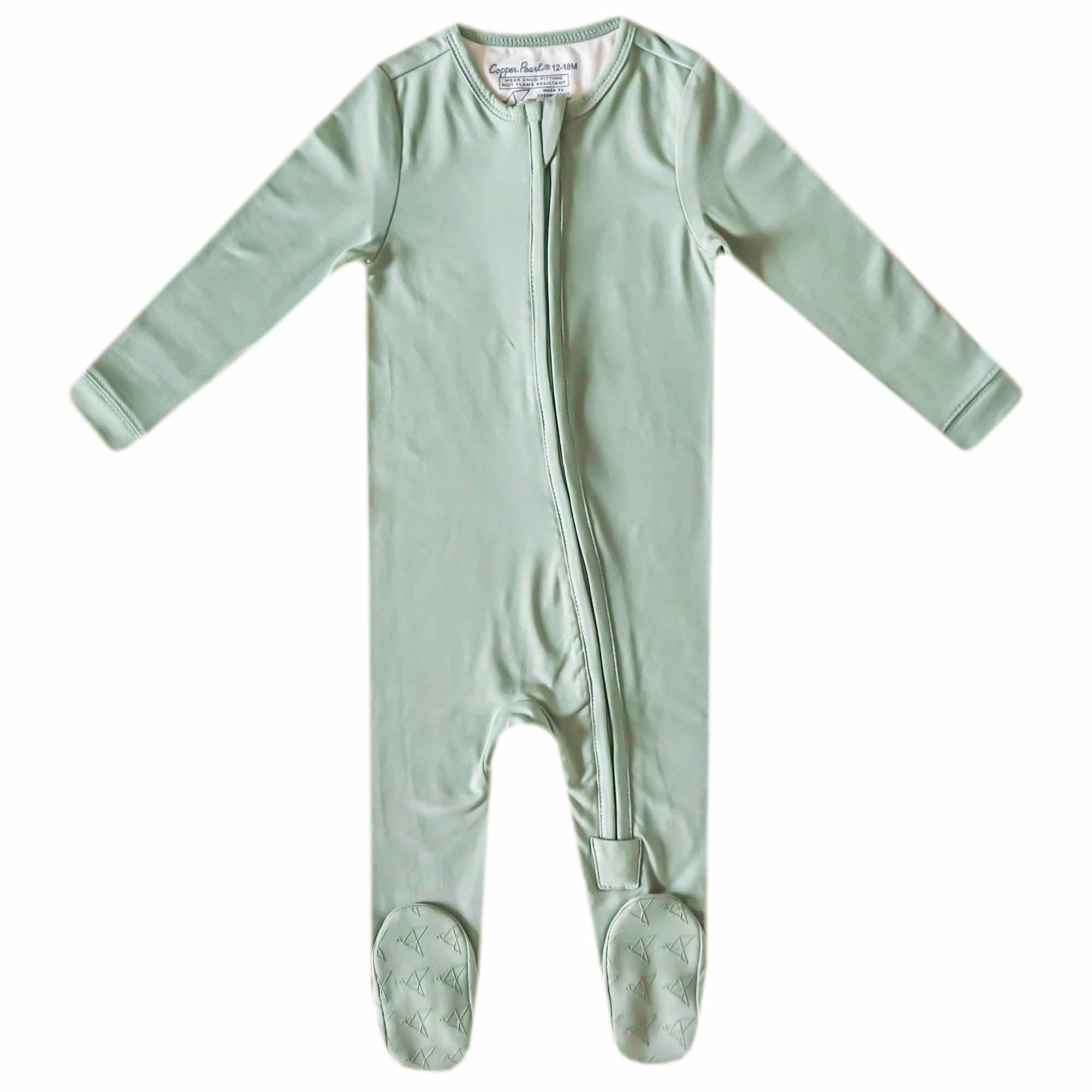 Copper Pearl Zip-Up Footie in Briar