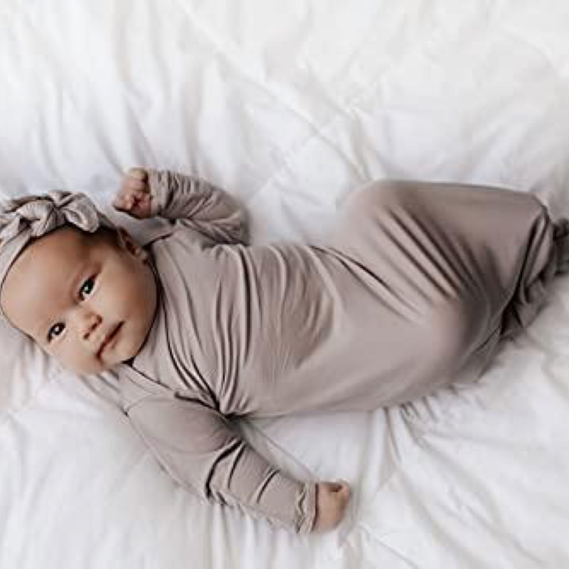 Three Little Tots Newborn Baby Knotted Tie Gown (Harbor Mist)