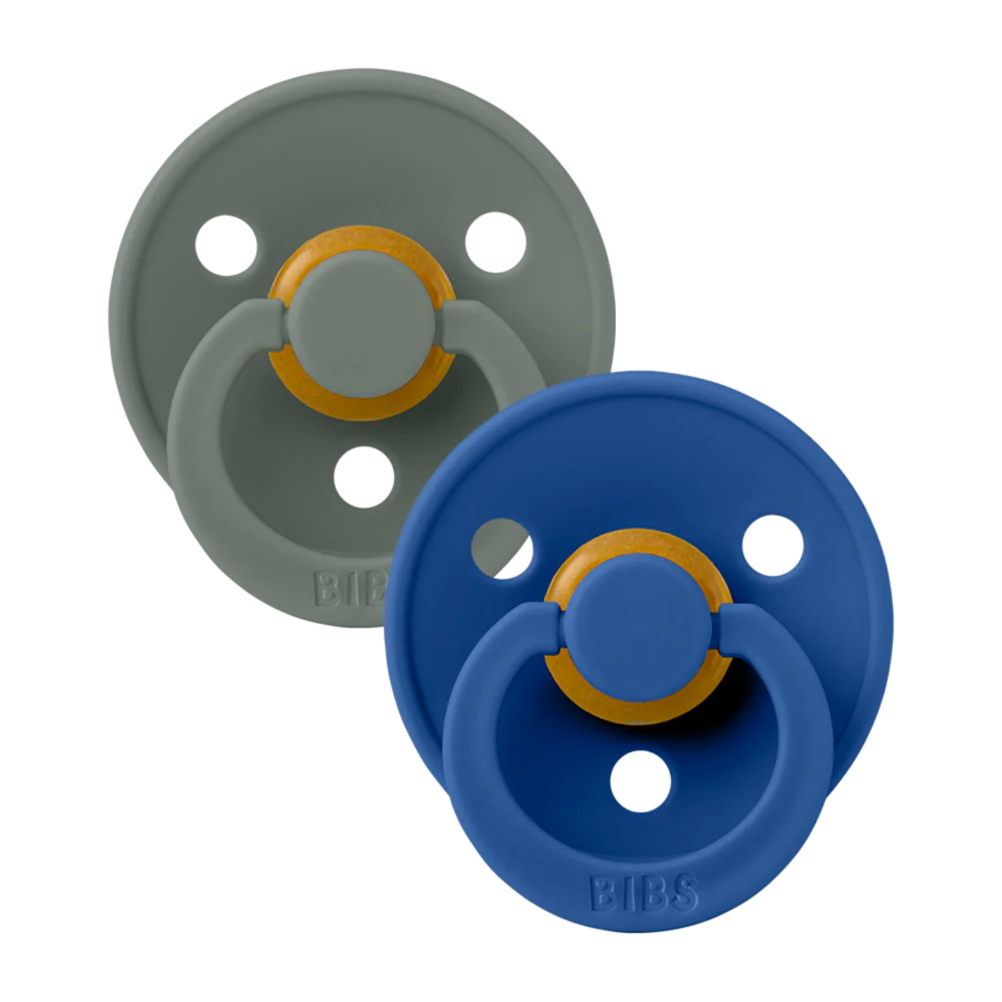 Bibs Pacifiers Colour|Natural Rubber Pacifier |0m+ Months (Pack of 2) | Pine/Cornflower